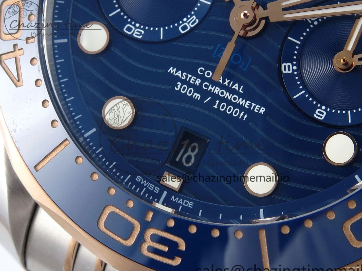 0131 Seamaster 300m Chrono SS RG OMF 1:1 Best Edition Blue Dial on SS RG Bracelet A Timeless 7686